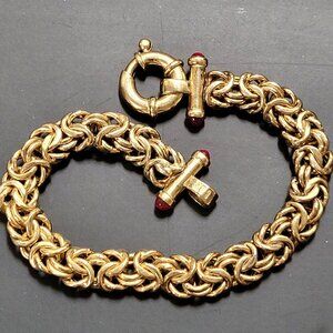 MAGNIFICENT BYZANTINE 8" GOLD WASHED 925 W/ CABOCHON ACCENTS - ITALY UTC